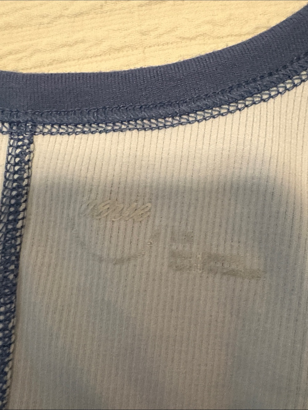 aerie Light Blue Henley Tank Top with Navy Trim - Picture 3 of 5